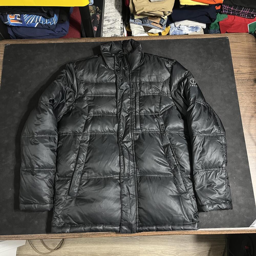 Tumi T Tech Down Puffer Jacket Mens XL Black Quilted Insulated Warm Outdoor